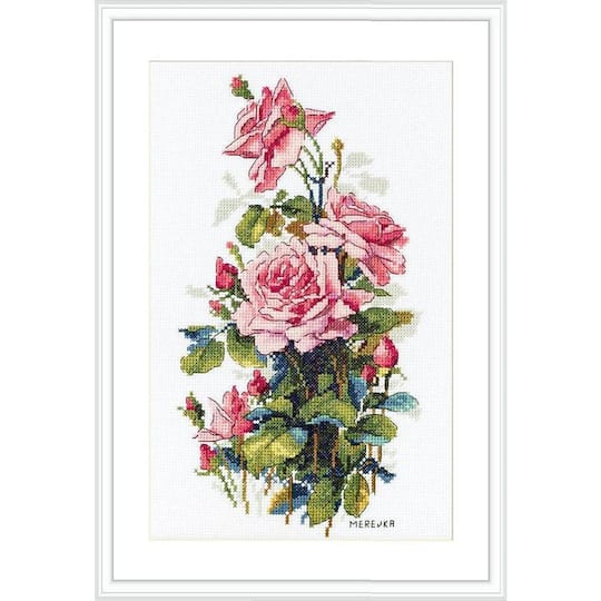 Merejka® Pink Roses Counted Cross Stitch Kit